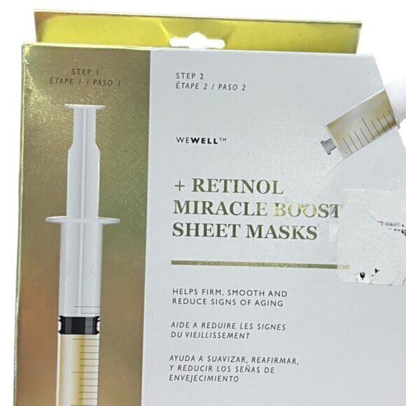 Wewell + Retinol Miracle Booster 2 Sheet Masks NIB Beauty Face Masks Youthful - Picture 2 of 6